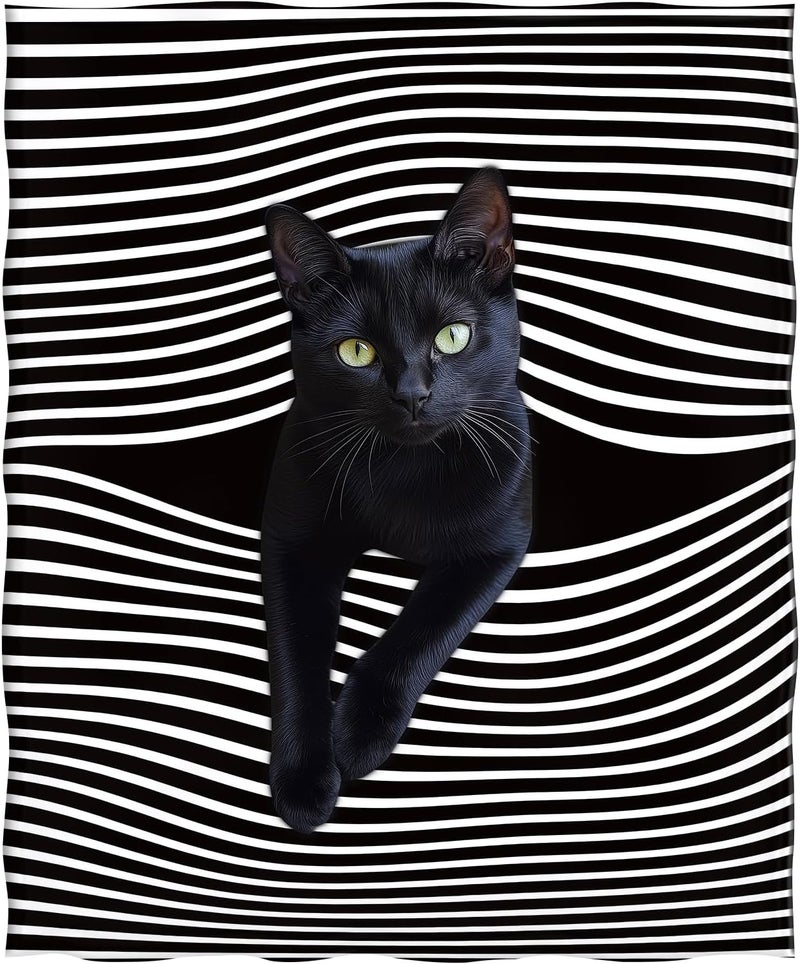 Levens Black Cat Blanket Gift for Girls Women, Toddler Cute Pet Halloween Throw Blankets Decor for Couch Sofa Bed Soft Cozy Flannel Birthday Lightweight Blanket 60"x50" - Image 2